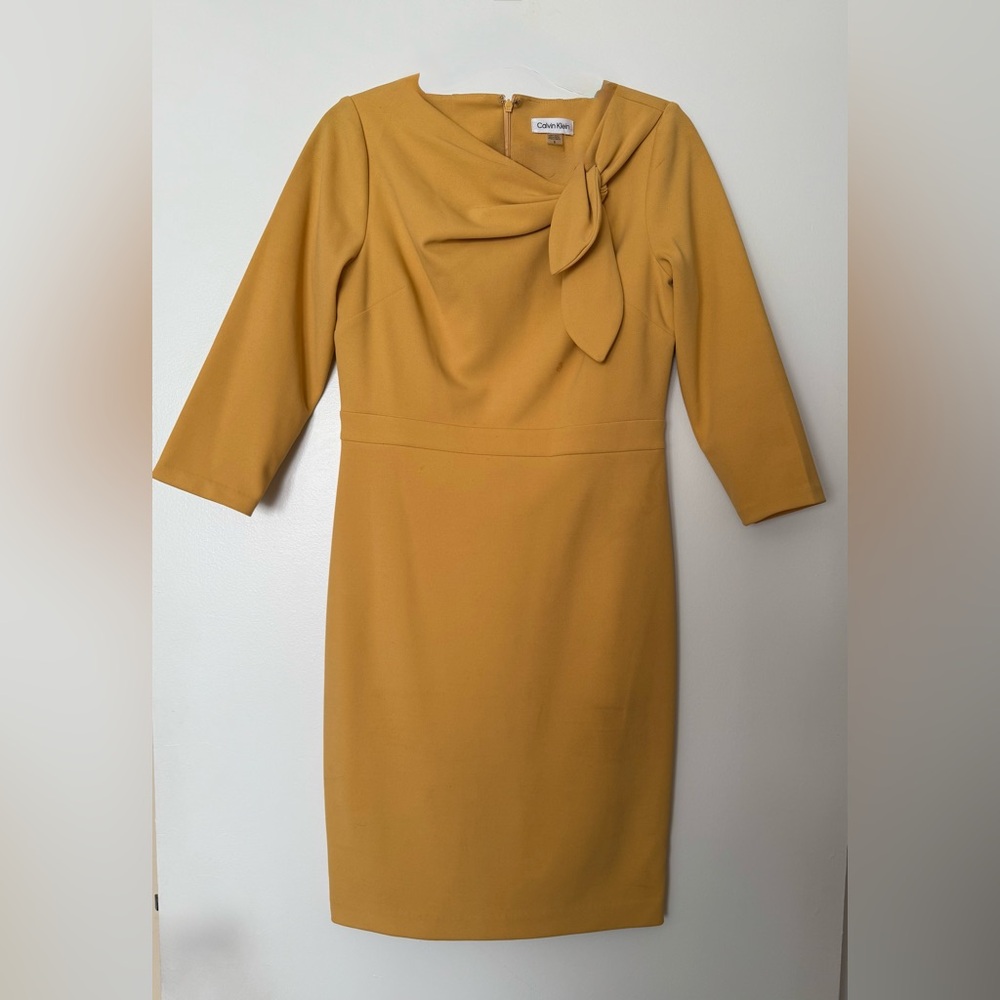 Calvin Klein Mustard 3/4 Sleeve Dress